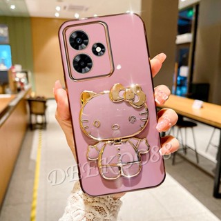 เคสโทรศัพท์มือถือนิ่ม ลาย KT น่ารัก พร้อมขาตั้งกระจก สําหรับ Infinix Hot 30 Play 30i NFC 4G Hot30 Hot30i 30Play