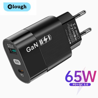 Elough อะแดปเตอร์ชาร์จเร็ว 65W PD QC3.0 USB Type C สําหรับ Samsung Xiaomi