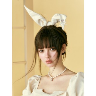 Sunsetpark Ballet Girl Rhinestone Rabbit Ear Large Intestine Hair Ring Hair Accessories ยางรัดผมหูกระต่าย