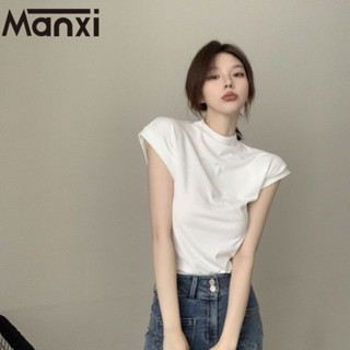 Manxi เสื้อแฟชั่นผญ เสื้อครอปไหมพรม เซ็กซี่ 2023 ใหม่ A29J0YF