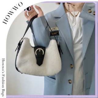 Howwo Womens 2023 New Underarm Bag Lambswool Shoulder Bag