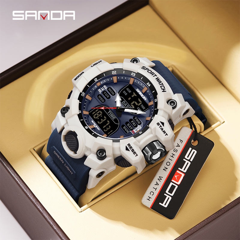 Sanda นาฬิกาข้อมือสปอร์ต กันน้ํา กันตก อเนกประสงค์ คุณภาพอุตสาหกรรมทหาร SD6126-2