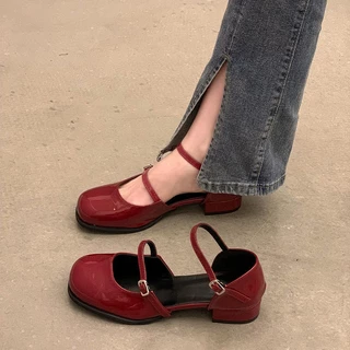 [เดินทางมาถึงภายใน 2 วัน] 70%OFF ลดล้างสต็อก size 35-39 รองเท้าแมรี่เจน 🍑 รองเท้าแตะผู้หญิง jk นุ่ม สบาย แดง ดำ