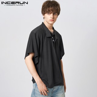 Incerun เสื้อโปโล ทรงหลวม สําหรับผู้ชาย