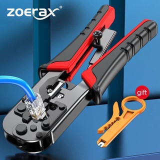 Zoerax [RJ45 RJ12 RJ11 Modular Crimper] อุปกรณ์เชื่อมต่อเครือข่ายอีเธอร์เน็ต UTP STP สําหรับ CAT5 5e CAT6 8P 6P 4P