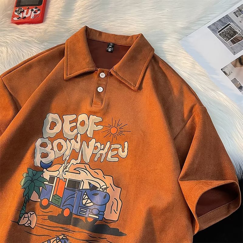 เสื้อโปโล แขนห้าส่วน พิมพ์ลาย เข้ากับทุกการแต่งกาย แบบเรียบง่าย แฟชั่นฤดูร้อน สําหรับผู้ชาย