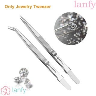 Lanfy แหนบล็อคสไลด์ ปรับได้ อเนกประสงค์ สําหรับเพชร ระบุตําแหน่ง ปลายตรง/โค้ง เครื่องประดับ หยิบเครื่องมือ แหนบเพชร