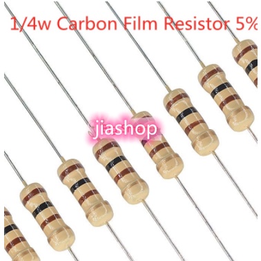 100 pcs 1/4w ตัวต้านทานฟิล์มคาร์บอน 5% 0.25w 1R 2.2R 4.7R 5.1R 6.8R 10R 15R 20R 33R 100R ohm ใหม่บน 