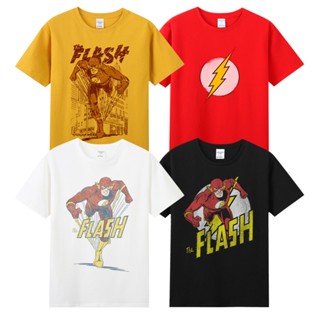 เสื้อยืดผ้าฝ้ายพิมพ์ลาย☍❈▦DC Justice League ฮีโร่การ์ตูนอเมริกัน Flash around theflash เสื้อยืดแขนสั้นผ้าฝ้ายแขนสั้นพิมพ