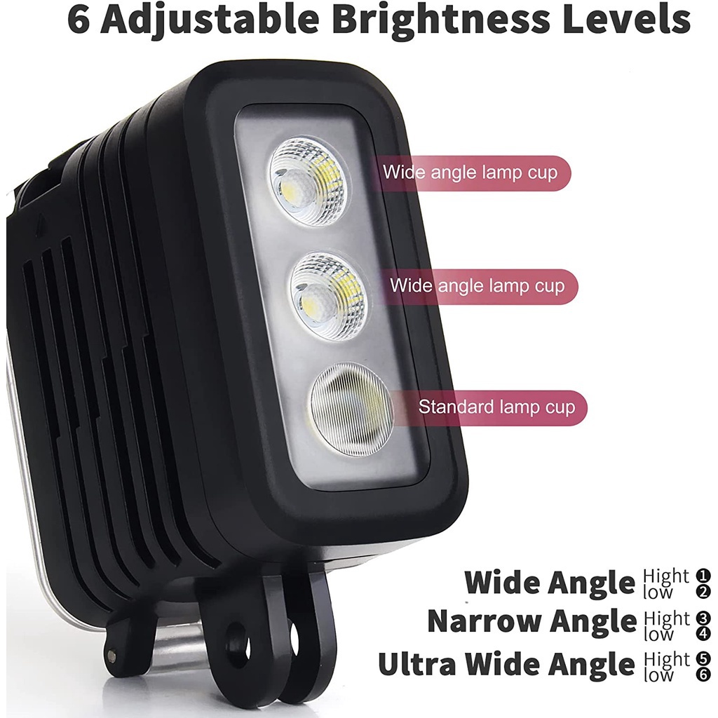 Skyeyes ไฟ LED กันน้ํา 45 ม. สําหรับกล้องแอคชั่น SJCAM DJI Action 2 3 Insta360 ONE R RS GoPro และอื่น ๆ