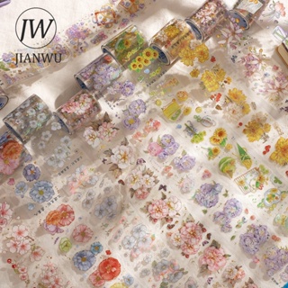 Jianwu ม้วนเทปเลเซอร์ PET กันน้ํา ลายดอกไม้ สไตล์วินเทจ ขนาด 55 มม.*200 ซม. สําหรับตกแต่งเครื่องเขียน DIY