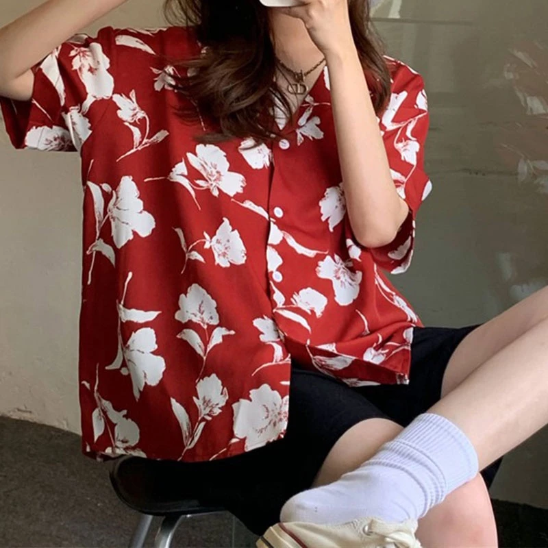 เสื้อเชิ้ตแขนสั้น ลายดอกวินเทจ ใส่ได้ทั้งชายและหญิง thumbnail 5