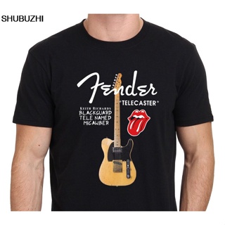 เสื้อยืดผ้าฝ้ายพิมพ์ลายแฟชั่น ROUNDคอลูกเรือNeckKeith Richards Guitar เสื้อยืดลําลอง สําหรับผู้ชาย แขนสั้น คอกลม พิมพ์ลา