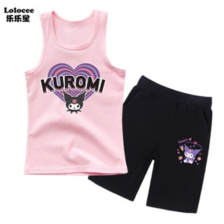 Sanrio Kuromi ชุดเสื้อแขนกุด ลายการ์ตูนมายเมโลดี้ และกางเกงขาสั้น สําหรับเด็กผู้หญิง 2 ชิ้น