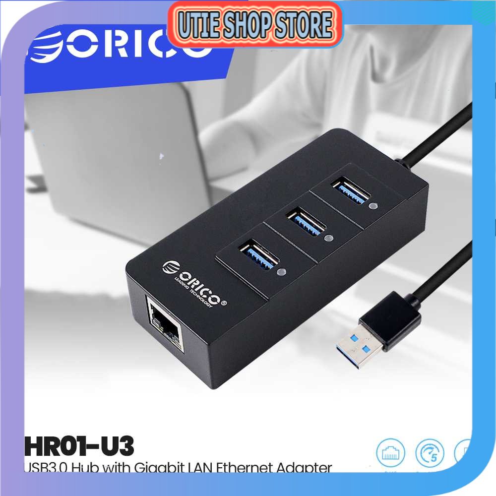 UTIE STORE - ORICO USB3.0 Hub พร้อมอะแดปเตอร์ Gigabit LAN Ethernet - HR01-U3