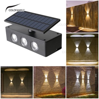 6LED ไฟโซล่าเซลล์ติดผนัง Solar light Led กันน้ํา ไฟแต่งสวนภายนอก ไฟตกแต่งสวน