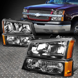 อะไหล่ไฟหน้ารถยนต์ สีดํา สําหรับ 03-06 Chevrolet GM Silverado