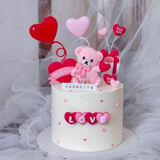 🎂ร้านไทยส่งไว🎂 4 ชิ้นต่อชุด ป้ายท็อเปเปอร์ปักเค้ก ท้อปเปอร์ลูกโป่ง รูปหัวใจ หลากหลายสี สําหรับตกแต่งเค้ก C37