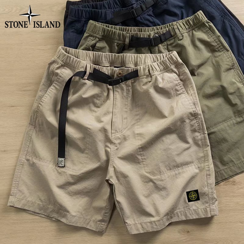 STONE ISLAND เสื้อผู้หญิง เกาะหินกางเกงคาร์โก้ผู้ชายหลวมสั้นกางเกงผู้ชายอเนกประสงค์กางเกงกีฬาลําลองห