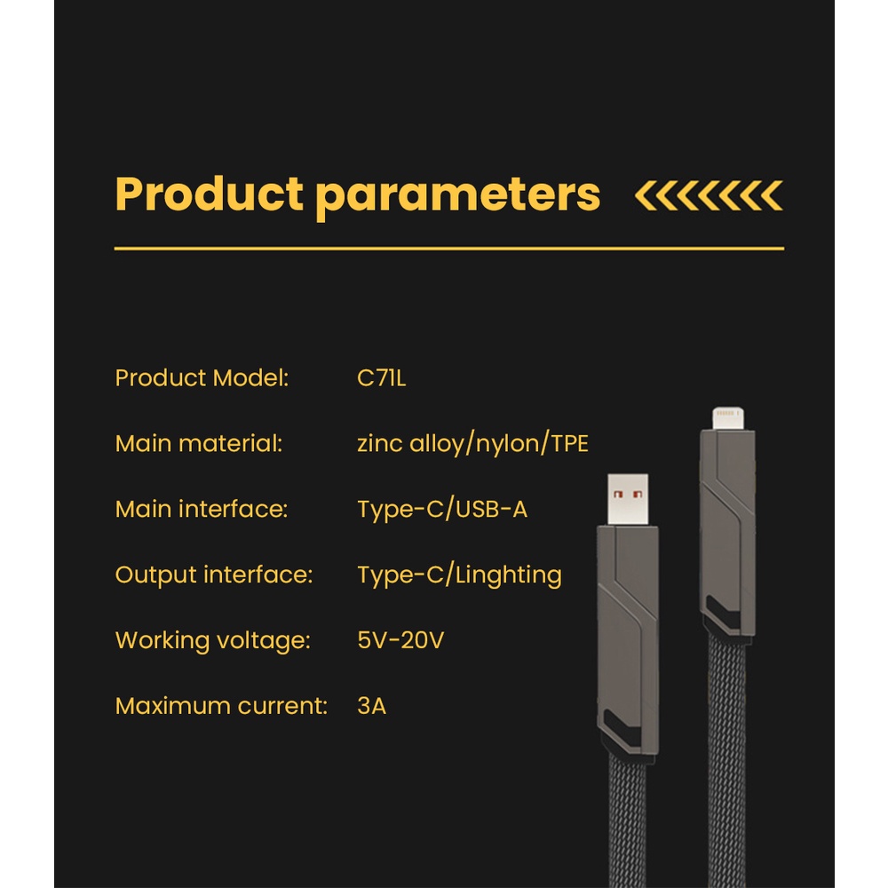 Marjay 4 in 1 สายชาร์จ USB Type C เป็น USB C L 100W ความเร็วสูง สําหรับโทรศัพท์มือถือ PD - รูปที่ 5