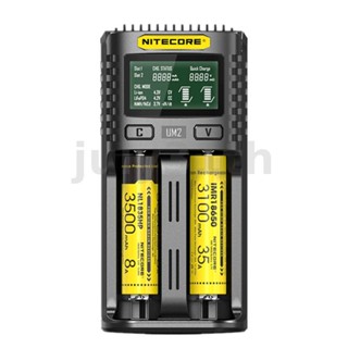 Nitecore UM2 เครื่องชาร์จแบตเตอรี่ลิเธียม หน้าจอ LCD 5V 2A USB QC สําหรับ AA AAA 18650 21700 26650