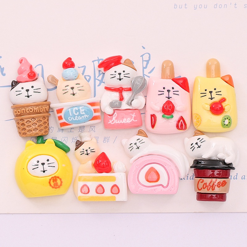 กาวเรซิ่น รูปการ์ตูนแมวญี่ปุ่น แฮนด์เมด DIY อุปกรณ์เสริม สําหรับตกแต่งเค้ก ไอศกรีม ไอศกรีม