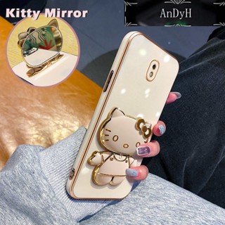 Andyh เคสโทรศัพท์มือถือ แบบกระจก พับได้ ลายการ์ตูน Hello Kitty สําหรับ Samsung J7 Pro J7 2018 J7 2017