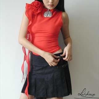 Ldd- เสื้อกล้าม คอกลม แขนกุด ผ้าตาข่ายโปร่ง สีพื้น 3D แฟชั่นสําหรับผู้หญิง