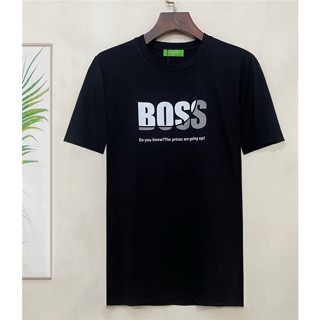 B0ss ใหม่ เสื้อยืดลําลอง ผ้าฝ้าย แขนสั้น คอกลม พิมพ์ลายโมโนแกรม สําหรับผู้ชาย S-4XL