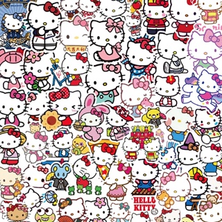 SANRIO สติกเกอร์ ลายการ์ตูนคิตตี้ สําหรับตกแต่งสมุดโน๊ตบุ๊ค DIY จํานวน 50 ชิ้น 100 ชิ้น