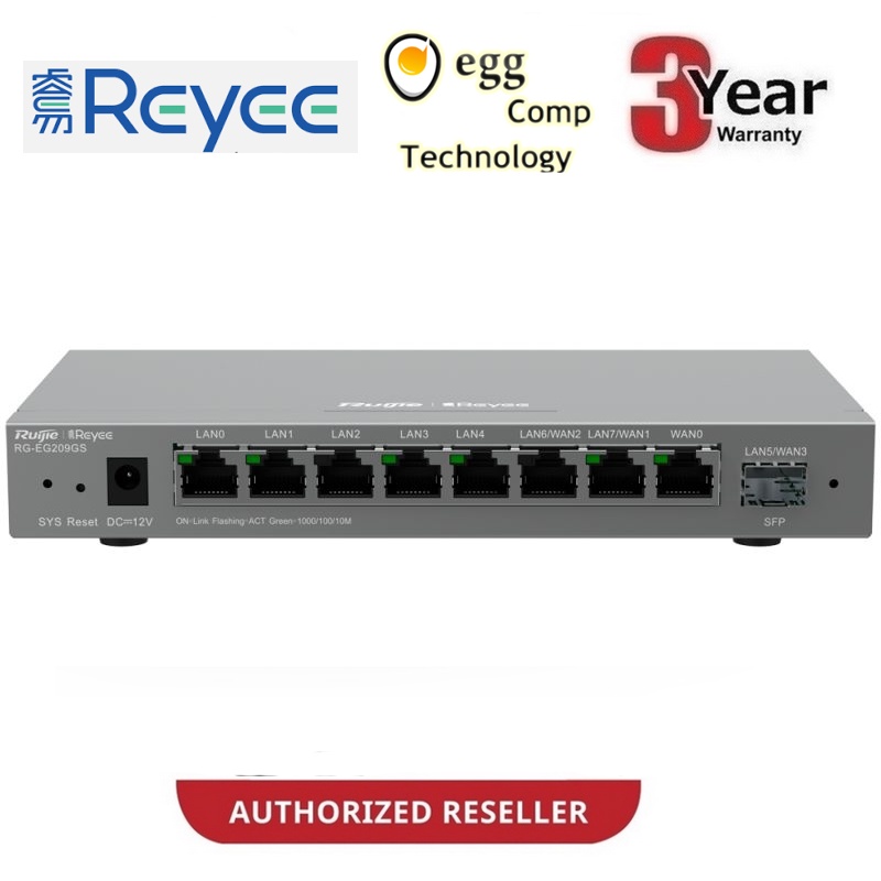 REYEE GIGABIT POE 9-PORT พร้อม 1 SFP CLOUD MANAGED GATEWAY ROUTER- 600MBPS (RY-RG-EG209GS)