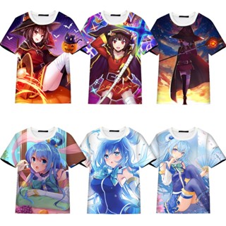 เสื้อยืดแขนสั้น พิมพ์ลายอนิเมะ Fash KonoSuba: An Explosion on This Wonderful World สําหรับผู้ชาย และผู้หญิง