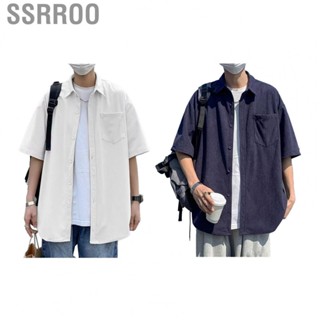 Ssrroo Man Summer Short Sleeve Shirt  Button Up Pure Color Man Short Sleeve Shirt  for Outing