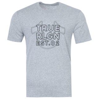 เสื้อยืด พิมพ์ลาย True Religion True Over Horseshoe สีเทา สําหรับผู้ชาย