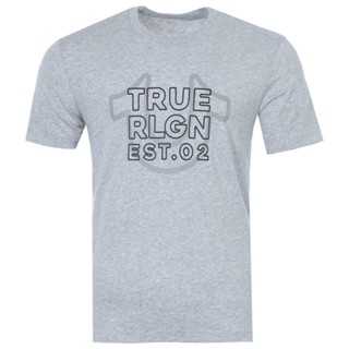 เสื้อยืด พิมพ์ลาย True Religion True Over Horseshoe สีเทา สําหรับผู้ชาย