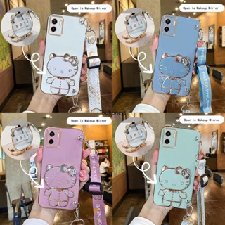 เคส Vivo Y15S เคส Vivo Y01 Y15A เคส Vivo Y02 Y02S Casing Vivo Y22 Y22S Case Vivo Y76 Case Vivo S16 Pro Case Vivo V27 Pro Case Vivo V27E S16E Case Vanity Mirror Cute Hello Kitty Anime Stand Wrist Band With Metal Sheet Phone Cover Case SK โทรศัพท์มือถือ