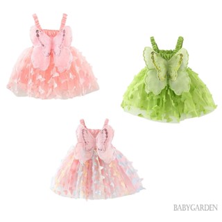 Babygarden- ชุดเดรสเจ้าหญิง แขนกุด ลายผีเสื้อ 3D แฟชั่นฤดูร้อน สําหรับเด็กผู้หญิง