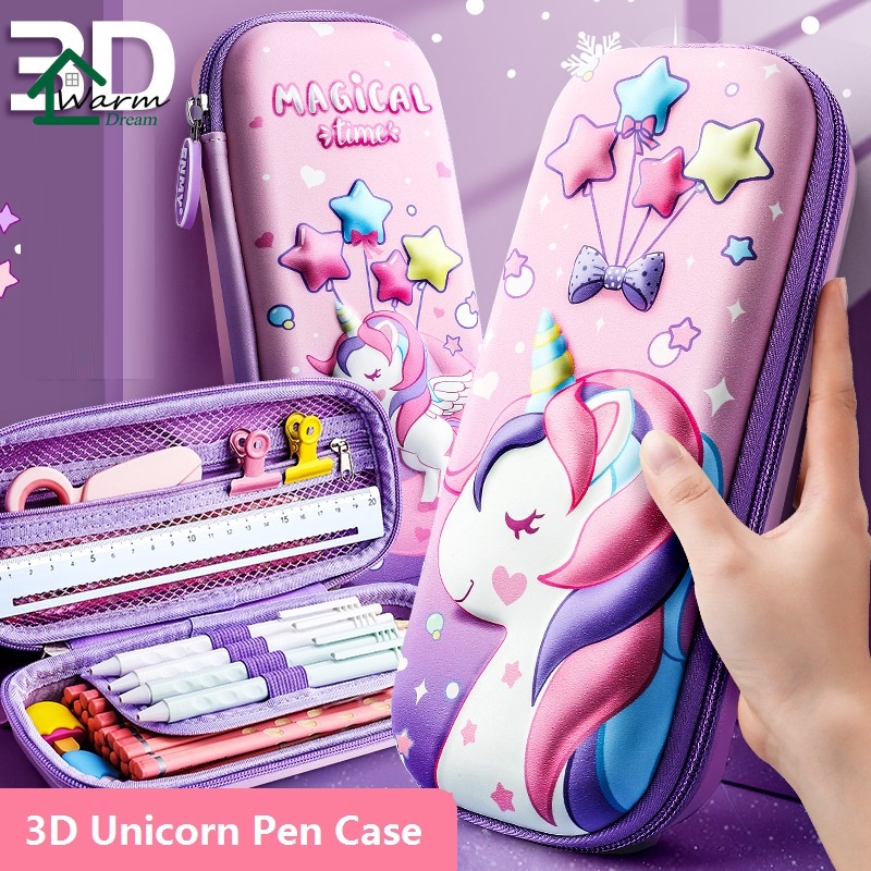 กล่องดินสอ EVA ลายยูนิคอร์น 3D อวกาศ 3D ของขวัญ สําหรับนักเรียน เด็ก