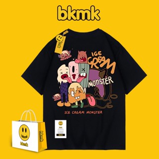 Bkmk เสื้อยืดแขนสั้นลําลอง ขนาดใหญ่ สไตล์ฮ่องกง สําหรับผู้ชาย