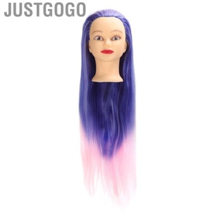 Justgogo Mannequin Head   Distribution Smoothly Blue Pink Gradient Color Mannequin Doll  for Salon