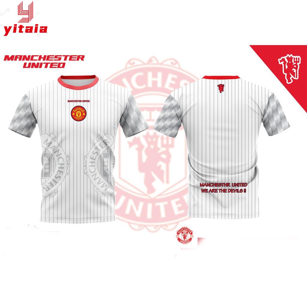 เสื้อบอลพิมพ์ลาย สโมสรแมนยู มี 3 สี ขาว ดำ แดง  ready stock