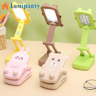 Lumiparty โคมไฟตั้งโต๊ะ Led พับได้ ที่วางโทรศัพท์ ชาร์จ Usb ถนอมสายตา โคมไฟอ่านหนังสือ ลายการ์ตูน ไฟกลางคืน