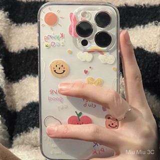 Transparent shock resistant smiley face graffiti phone case for iPhone 11 13pro 8P 12