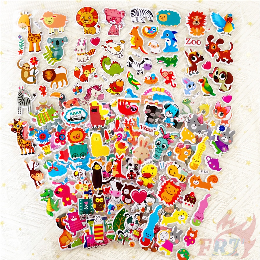 ❀ Zoo Animals Series 01 DIY Rewards Sticker ❀ 12Sheets/set Cartoon 3D Puffy Bubble Stickers Waterpoof Toys PVC Stickers