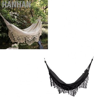 Hanhan Double Hammock Wearable Portable Rustic Tassel  Hammock with 2 Tie Ropes Storage Bag for Camping Indoor Outdoor