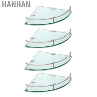 Hanhan Glass Corner Shelf  Smoothly Polished Elegant 4pcs Durable Corner Shower Storage Organizer  for Hotel