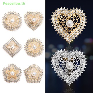 Peacellow เข็มกลัด รูปหลายเหลี่ยม ดอกไม้ ประดับพลอยเทียม เรียบง่าย เครื่องประดับแฟชั่น สําหรับติดผ้าพันคอ