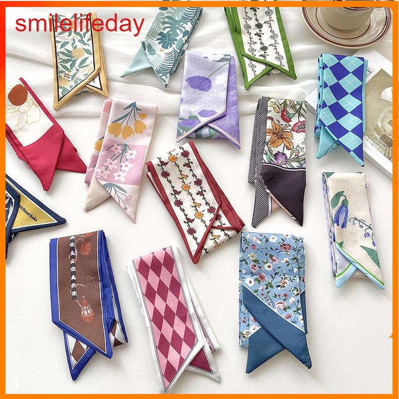 ดอกไม้สกินนี่ Scarf ผู้หญิงสิ่งทอลายทแยงพิมพ์ผูกกระเป๋าจับริบบิ้นผมริบบิ้นผู้หญิงหัวบัตรผ้าพันคอผ้าไหมใหม่