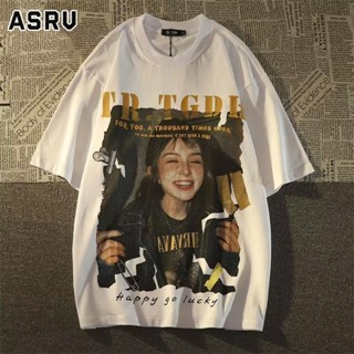 ASRV เสื้อยืด เสื้อยืดคอกลมแขนสั้นพิมพ์ลายสไตล์อเมริกัน ดีไซน์ใหม่สไตล์หลวมสไตล์แบรนด์ดัง