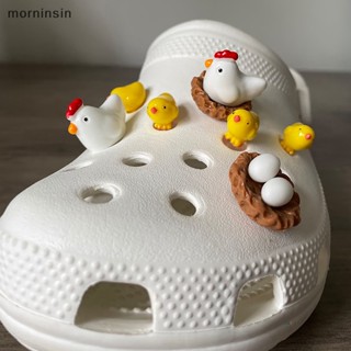 Morn ตัวติดรองเท้า Crocs 3D รูปไก่น่ารัก DIY อุปกรณ์เสริม สําหรับรองเท้า